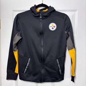 NFL Steelers Black and Yellow‎ Zip-Up Hoodie Youth Size L (14/16)